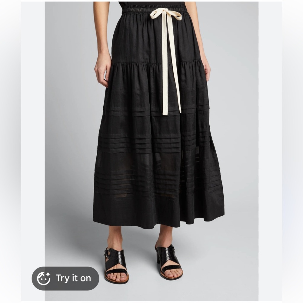 Lee Mathews Gigi poplin cotton black maxi skirt